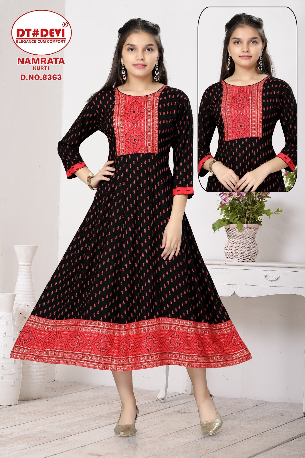 Namrata-8363 Dt Devi Reyon Girls Anarkali Kurti