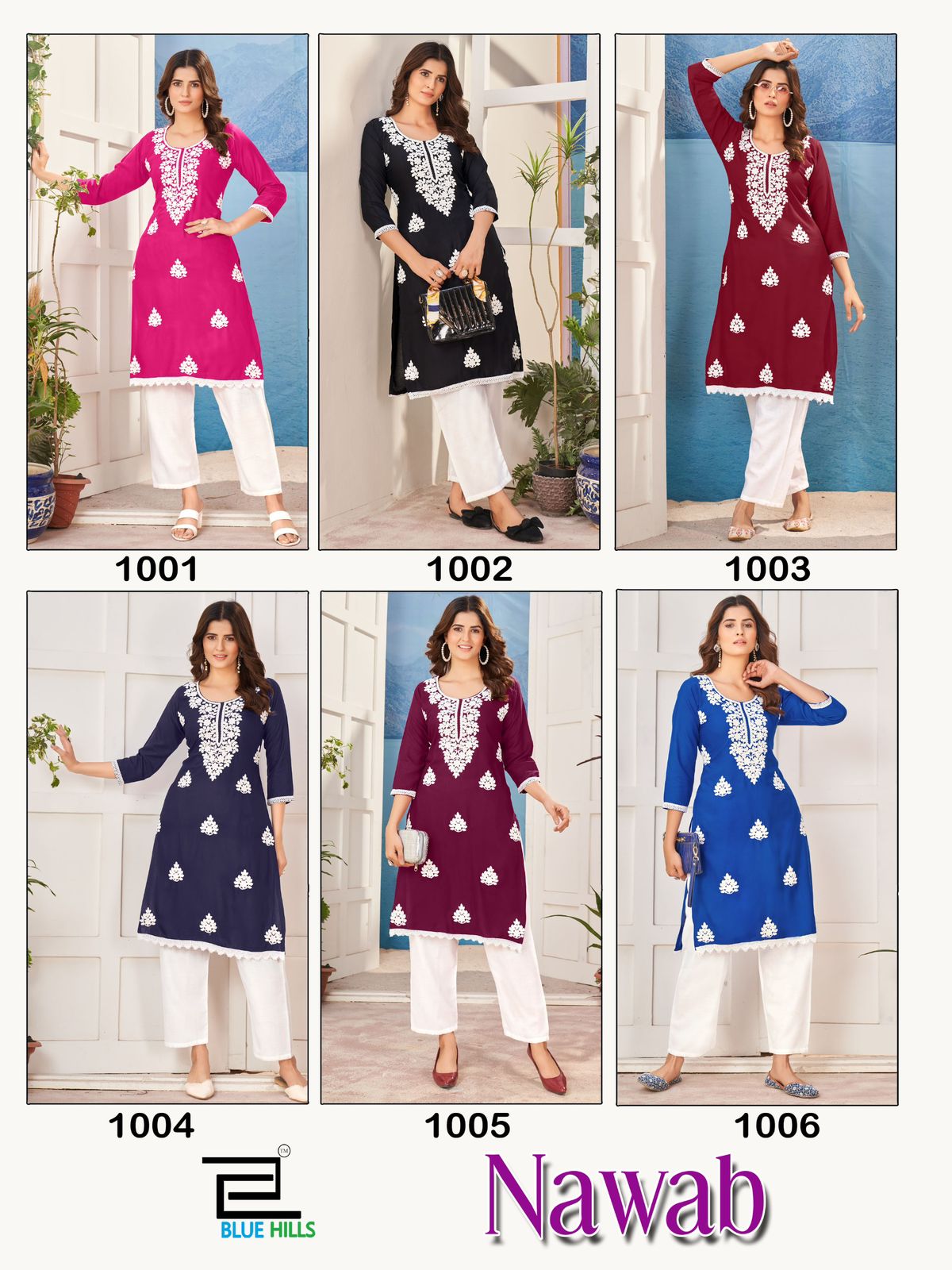 Nawab Blue Hills Rayon Knee Length Kurtis
