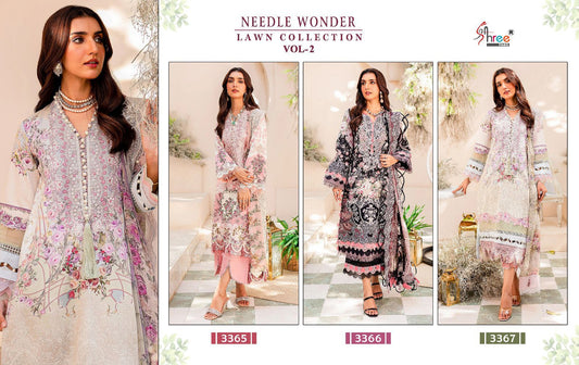 Needle Wonder Lawn Collection Vol 2 Shree Fabs Cotton Pakistani Patch Work Suits