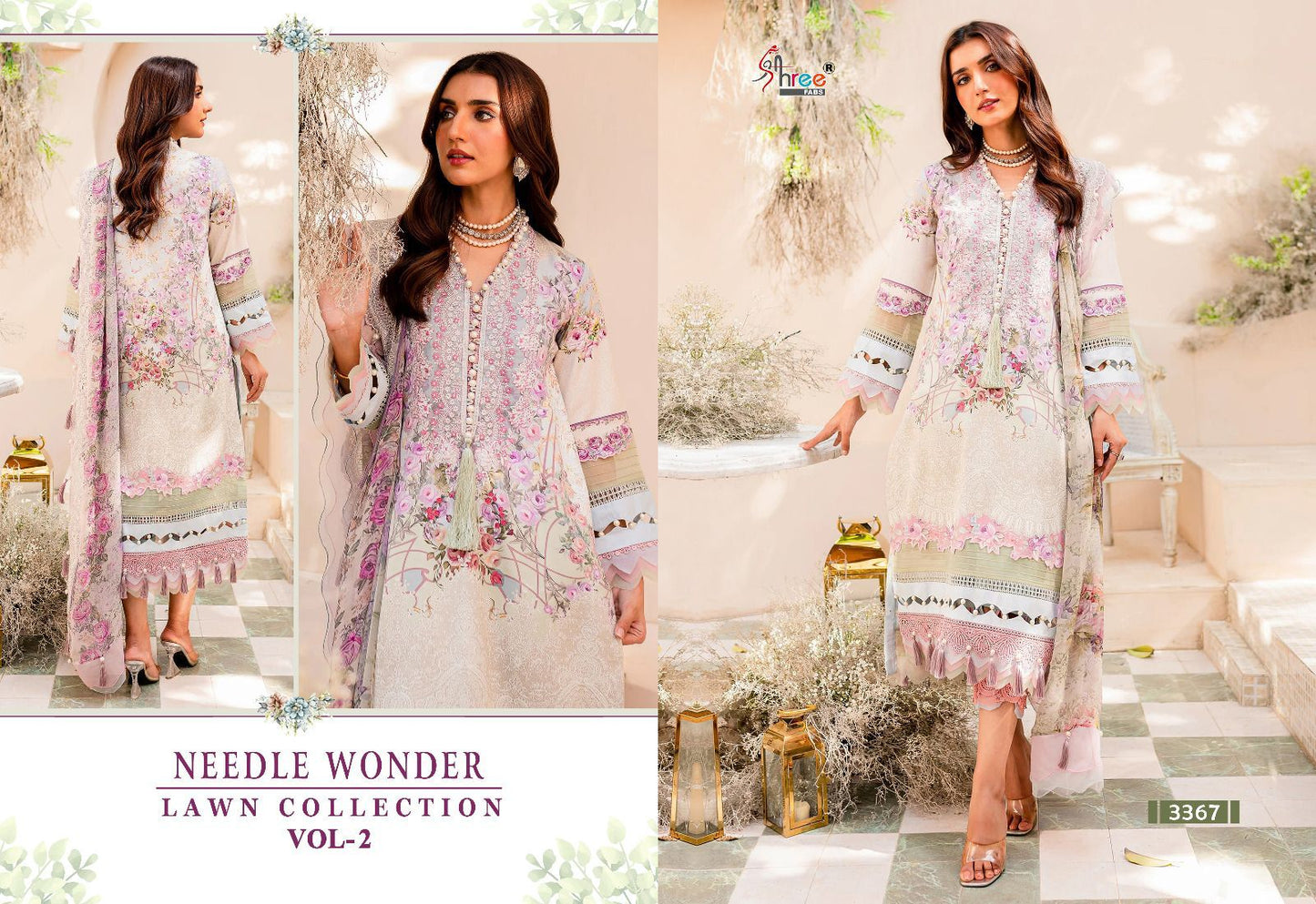 Needle Wonder Lawn Collection Vol 2 Shree Fabs Cotton Pakistani Patch Work Suits