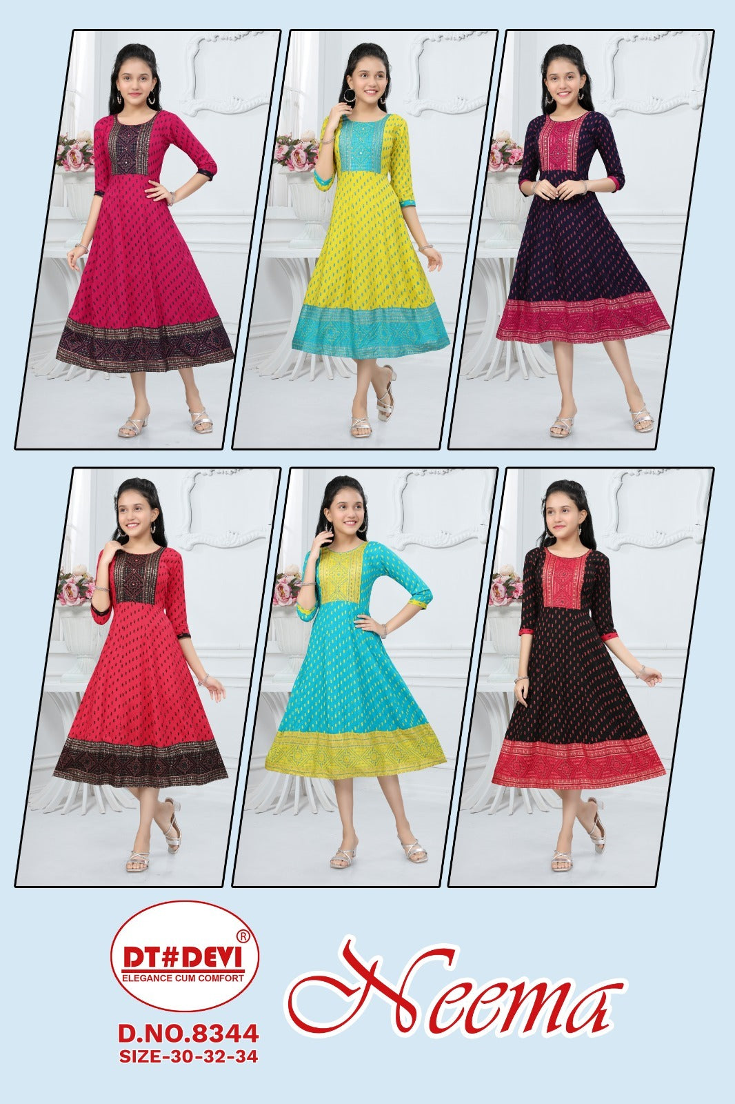 Neema-8344 Dt Devi Reyon Girls Anarkali Kurti