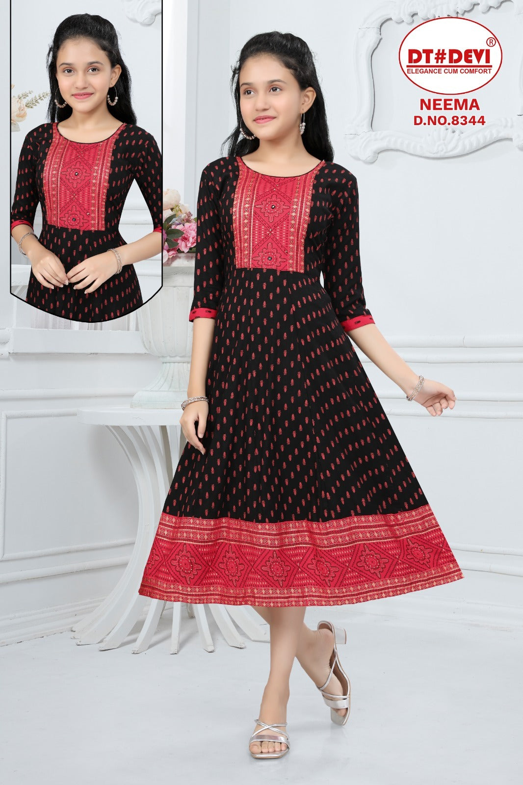 Neema-8344 Dt Devi Reyon Girls Anarkali Kurti