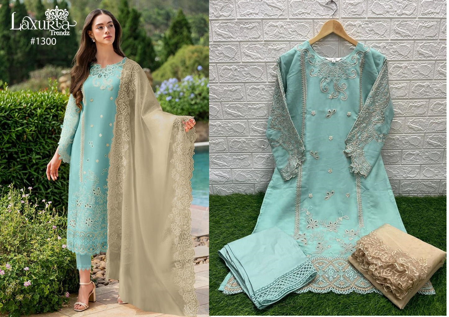 New 1300 Laxuria Trendz Faux Georgette Pakistani Readymade Suits
