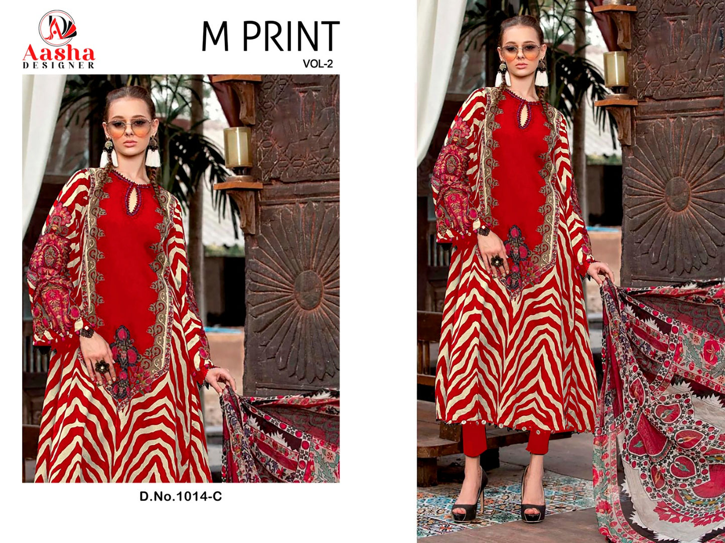 New M Print Vol 2-1014 Aasha Designer Cotton Pakistani Patch Work Suits