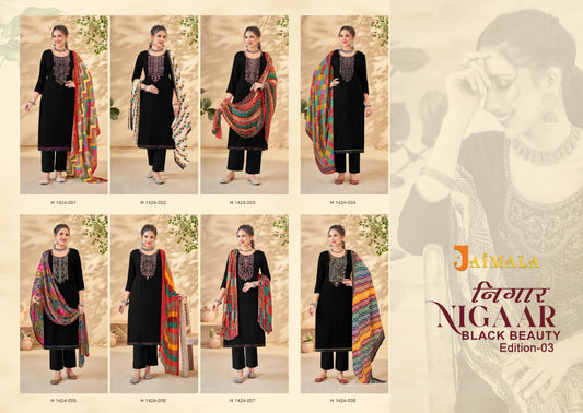 Nigaar Black Beauty Edition 3 Jaimala Rayon Pant Style Suits