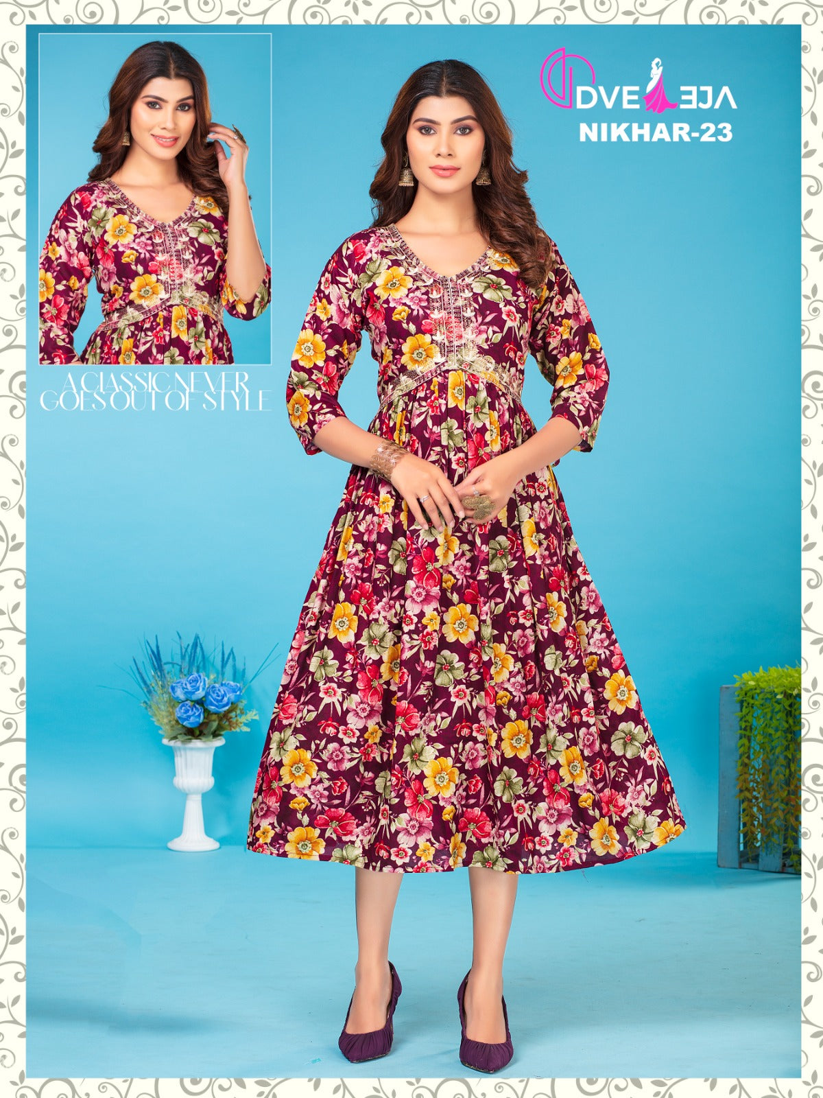 Nikhar-35 Dveeja Fashion Reyon Anarkali Kurtis