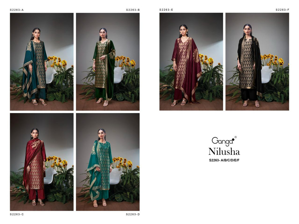Nilusha 2263 Ganga Woven Silk Plazzo Style Suits