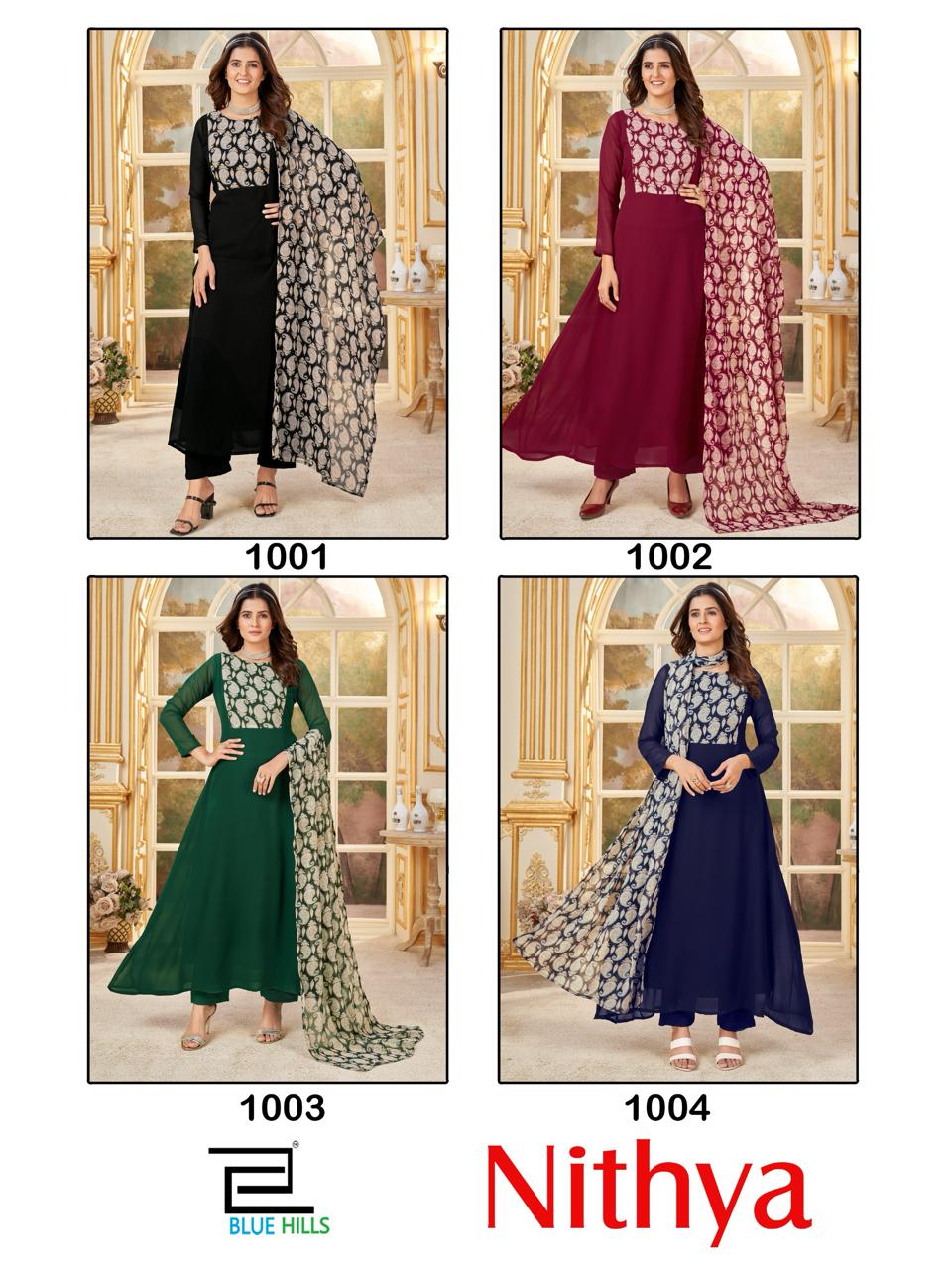Nithya Blue Hills Georgette Readymade Anarkali Suits