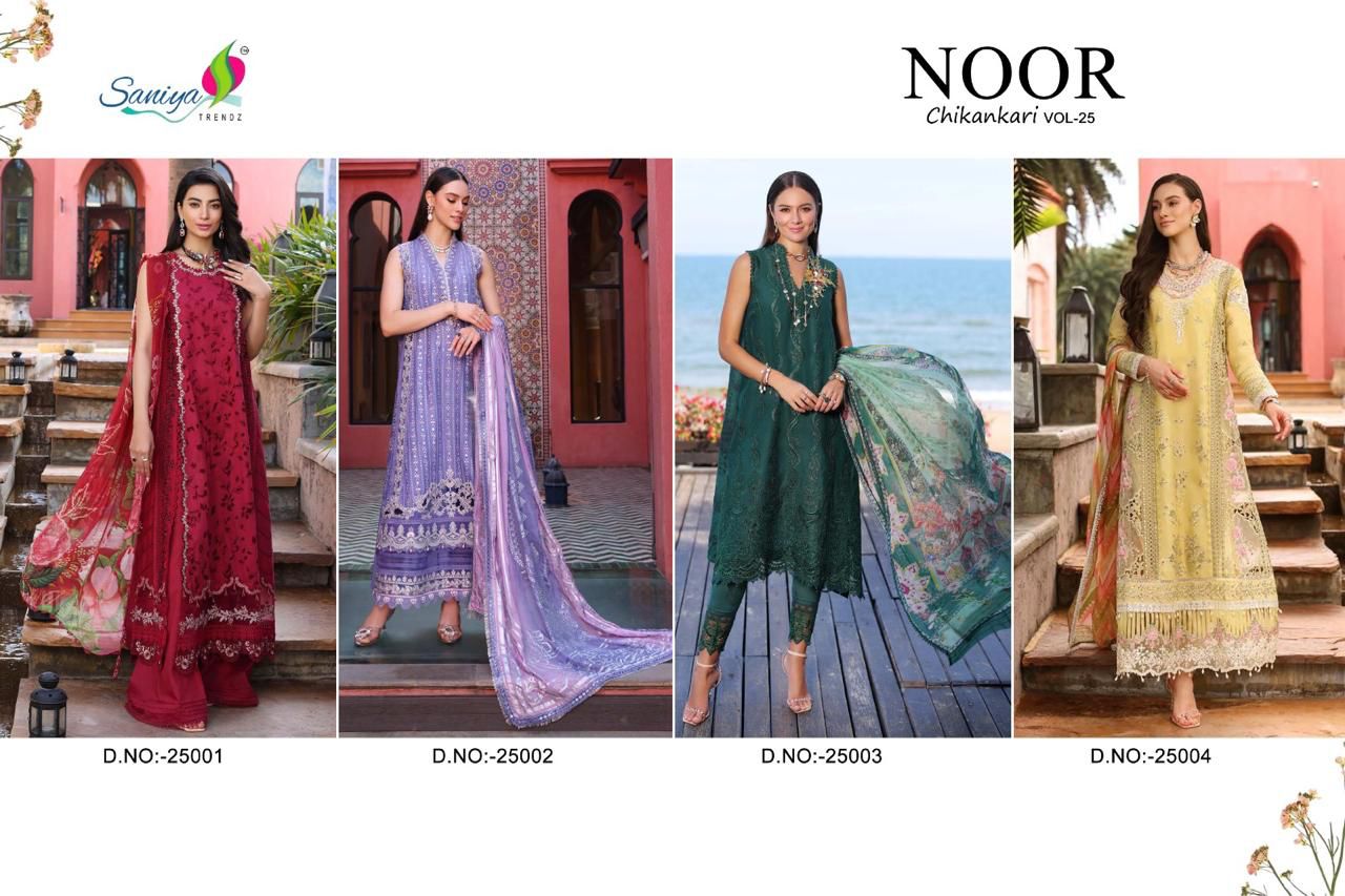 Noor Chikankari Vol 25 Saniya Trendz Cotton Pakistani Salwar Suits