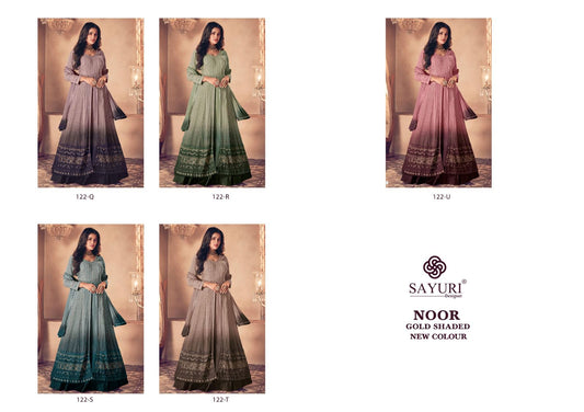 Noor Gold Shaded New Colours Sayuri Georgette Readymade Skirt Style Suits