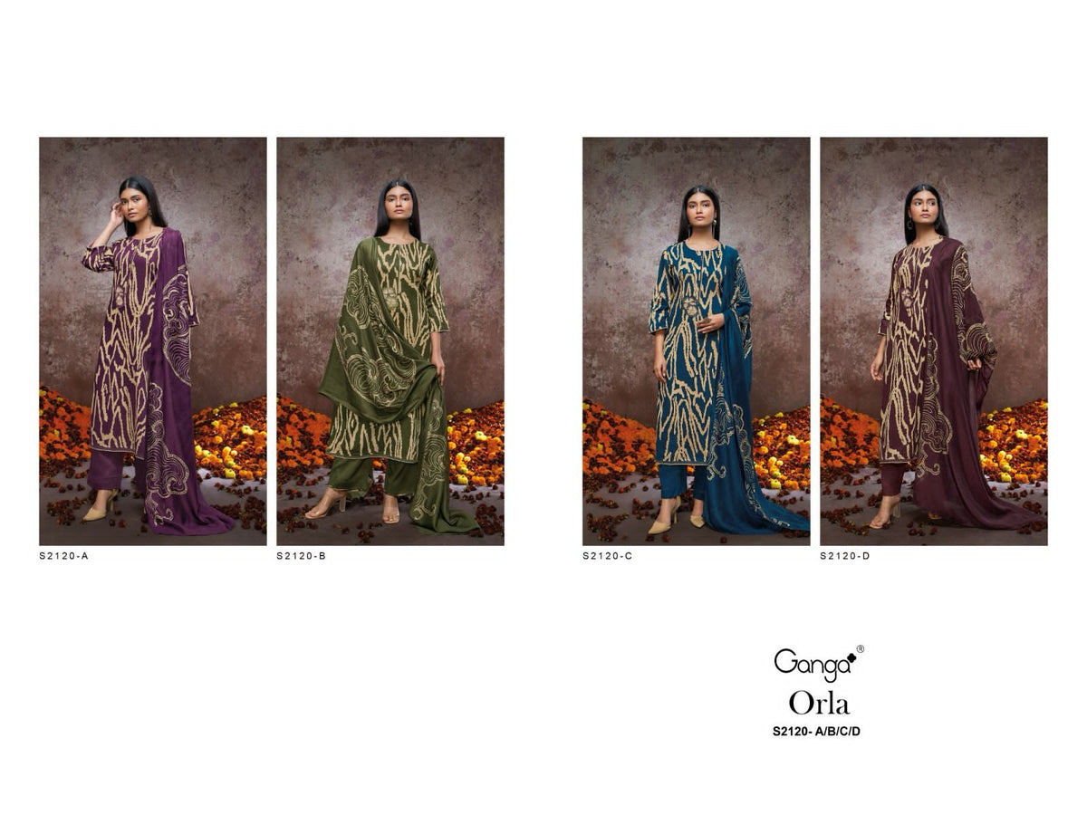 Orla 2120 Ganga Cotton Silk Plazzo Style Suits