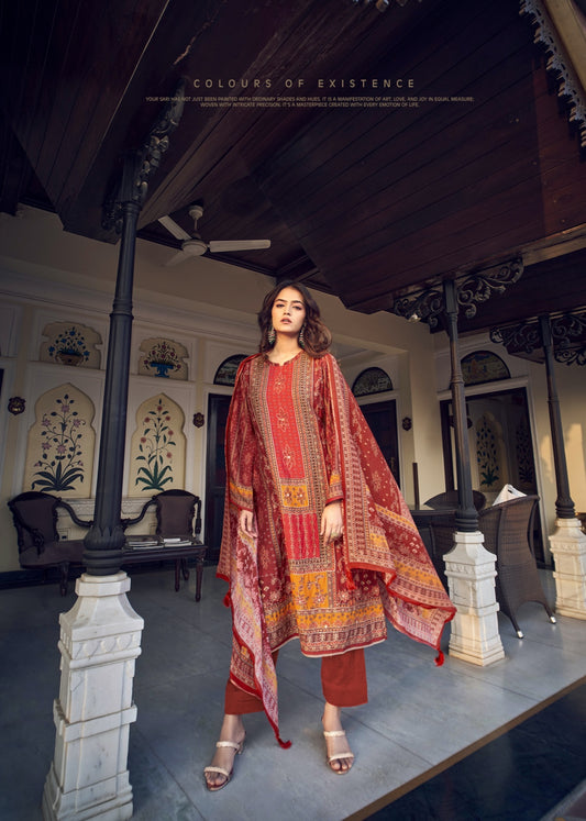 Rubina Aashirwad Creation Silk Readymade Pant Style Suits