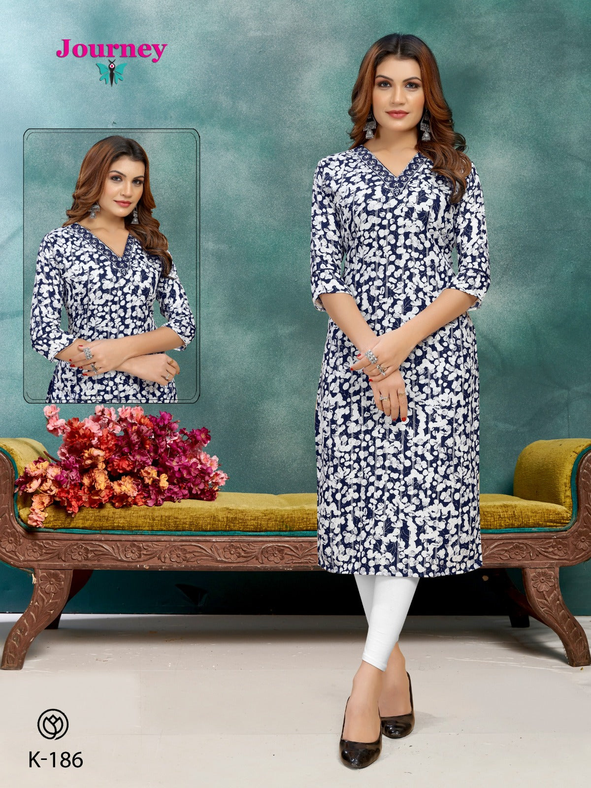 P 184-187 Journey Design Viscose Knee Length Kurtis