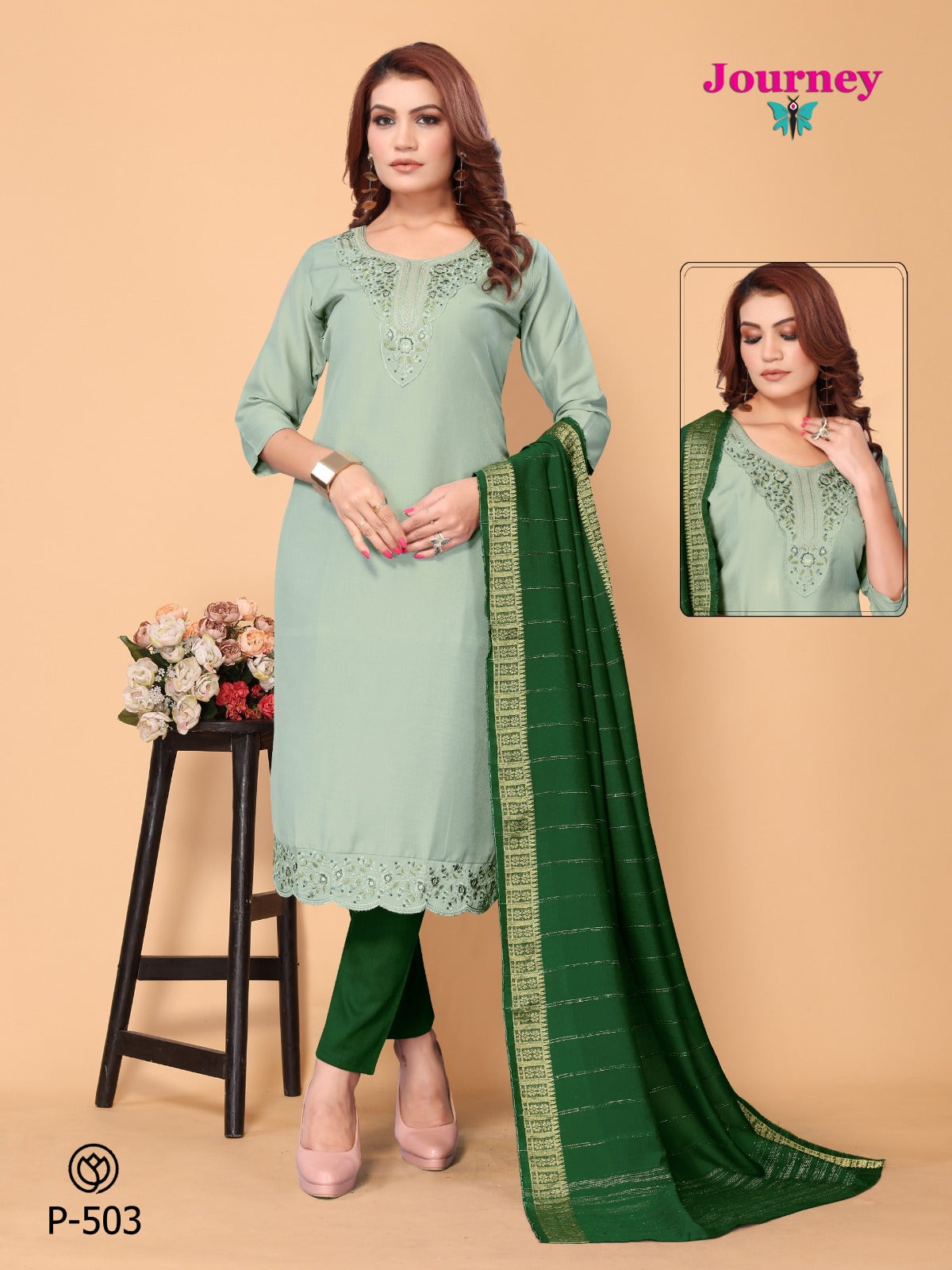 P 500-503 Journey Design Muslin Readymade Pant Style Suits