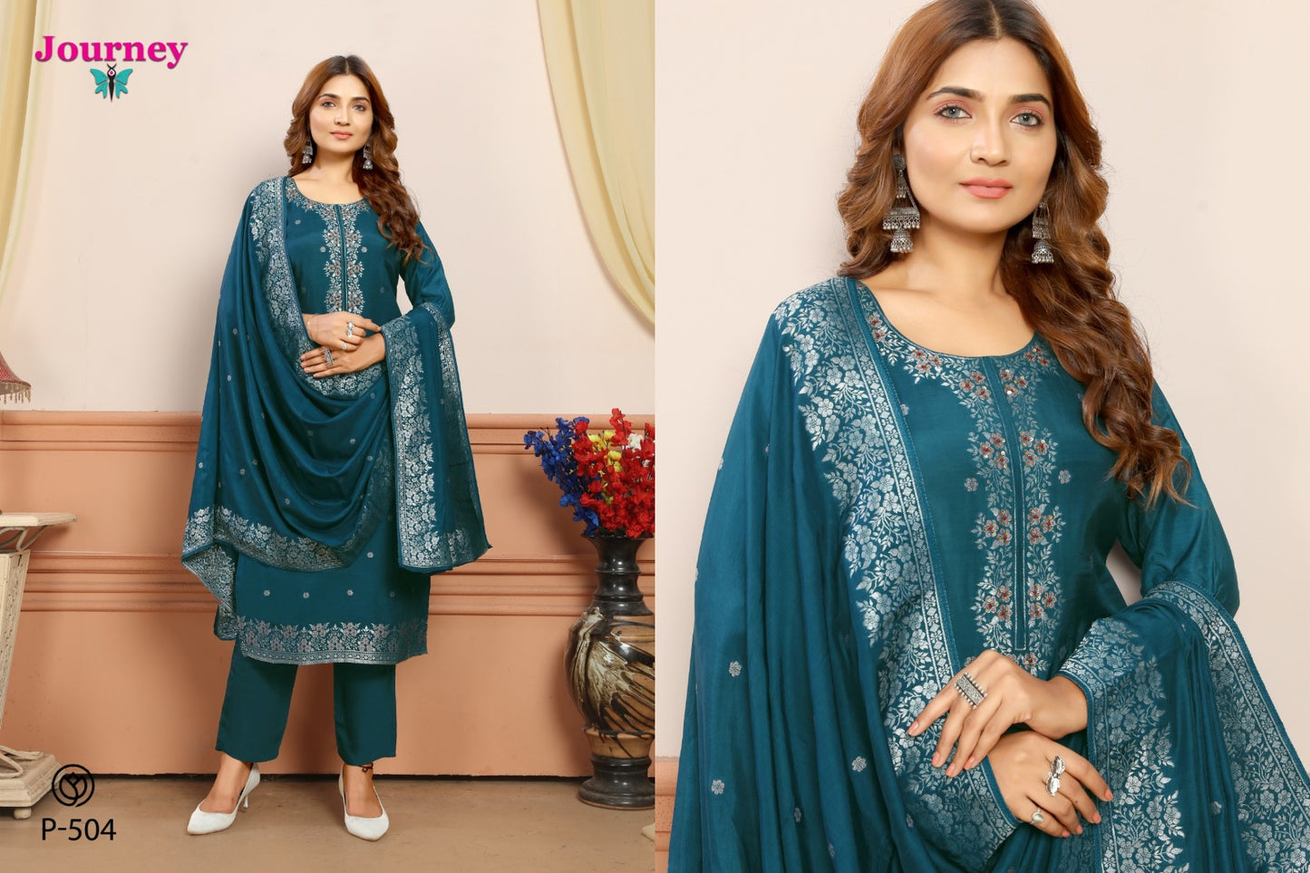 P 504 N 505 Journey Design Muslin Readymade Pant Style Suits