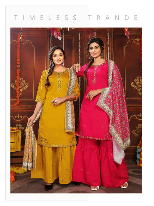 P 517-518 Journey Design Modal Chanderi Readymade Sharara Suits