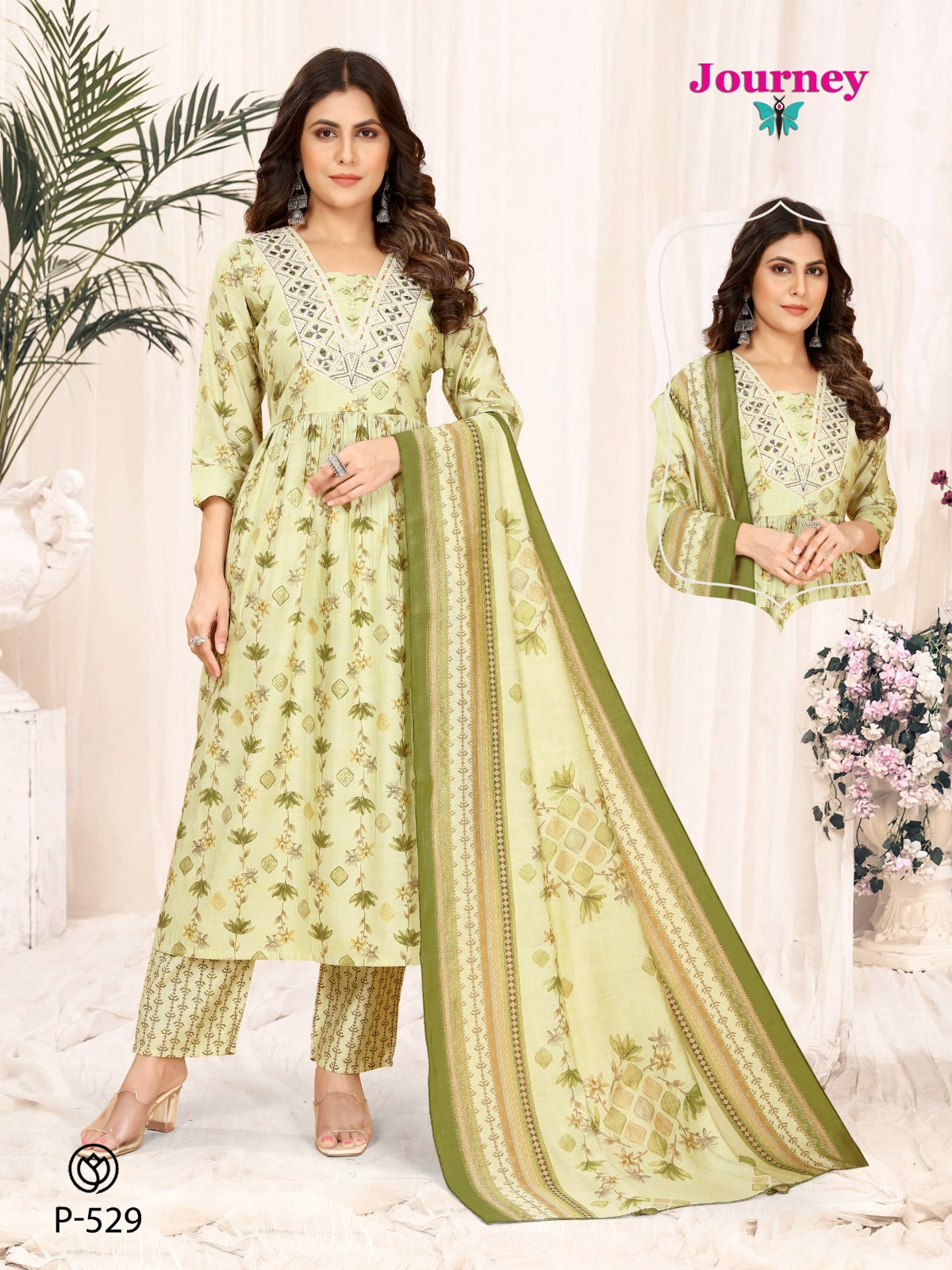 P 529-530 Journey Design Modal Chanderi Readymade Pant Style Suits