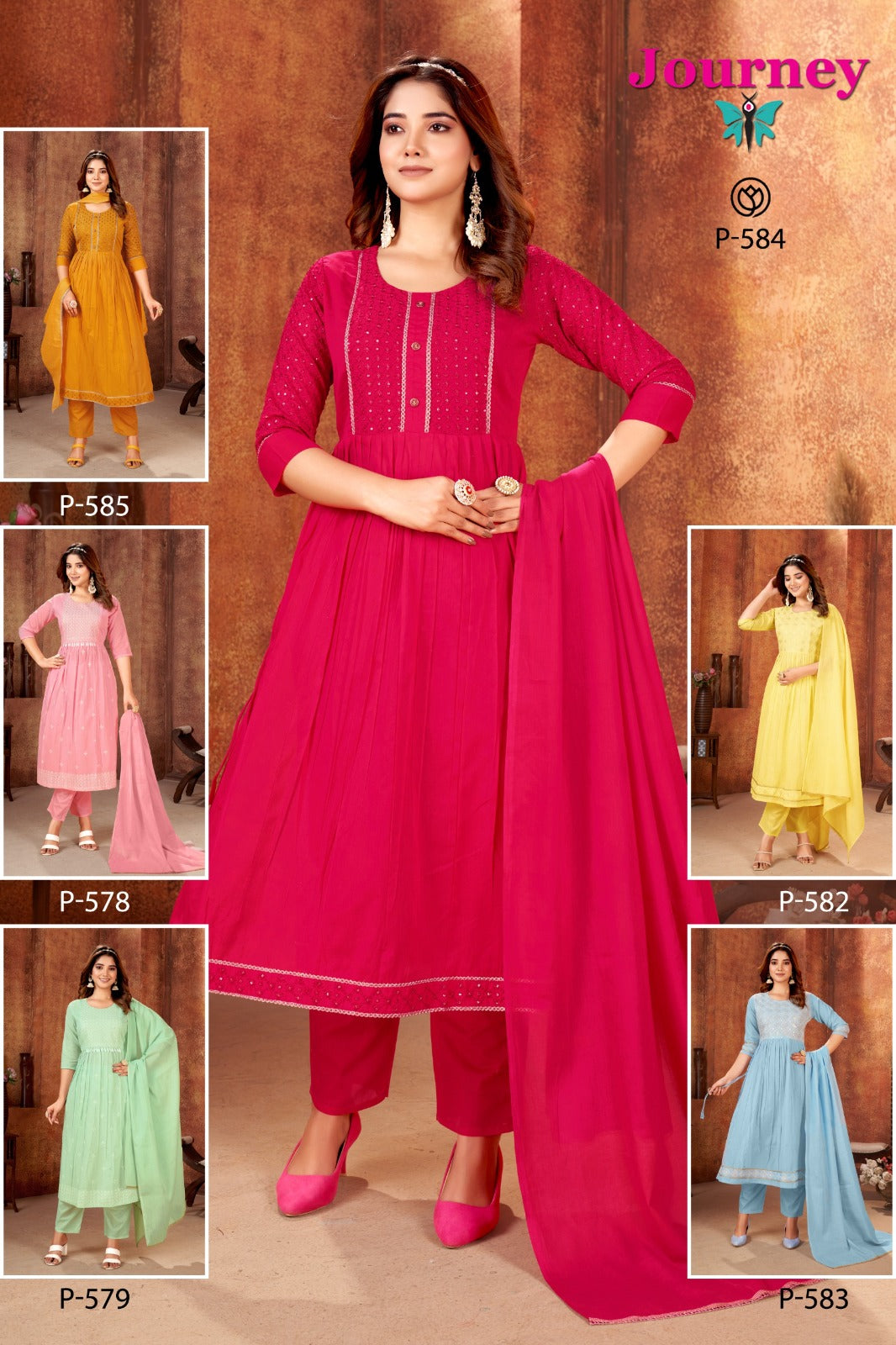 P 578-585 Journey Design Readymade Pant Style Suits