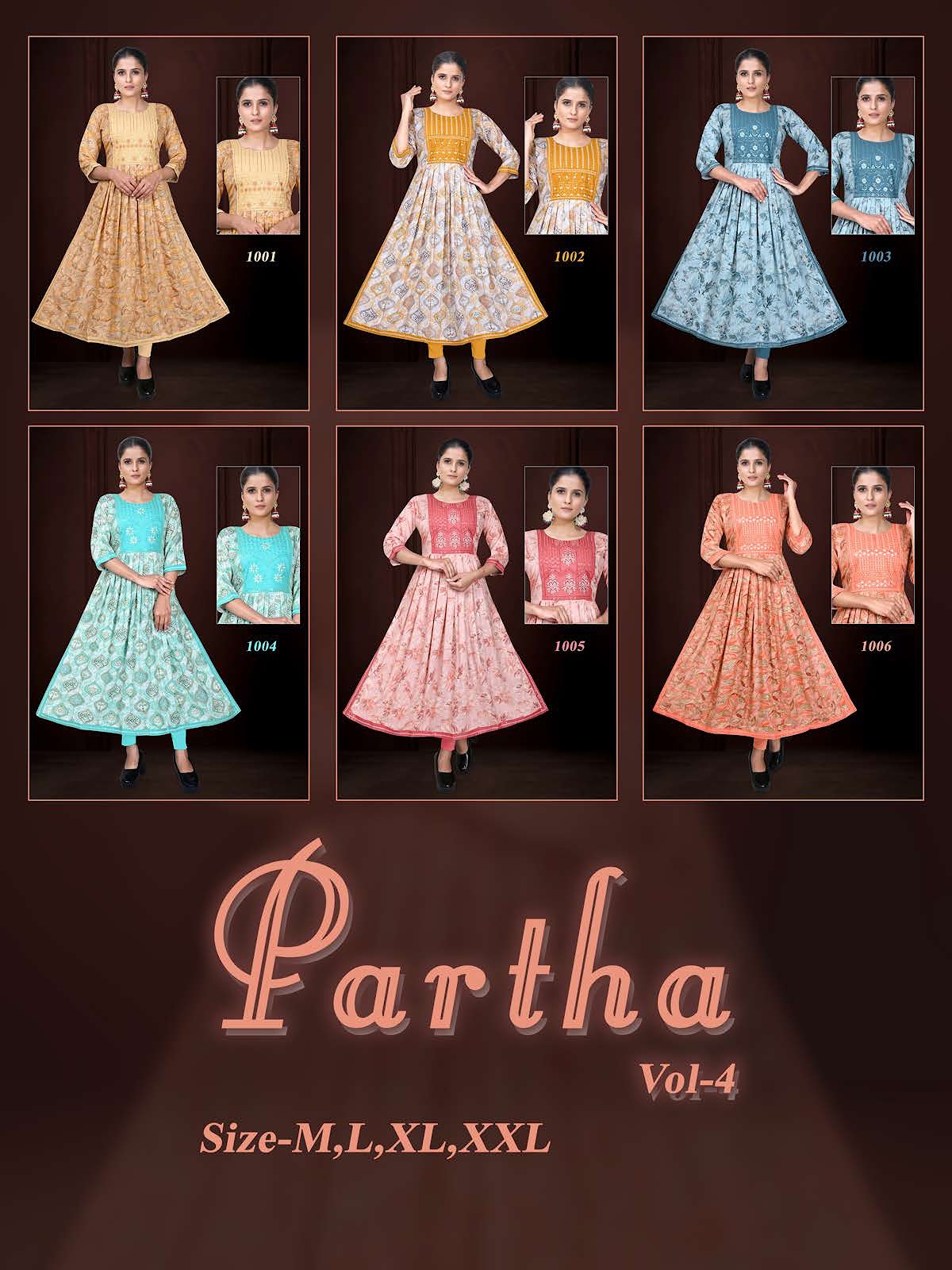 Partha Vol 4 Kavinay Rayon Naira Cut Kurtis