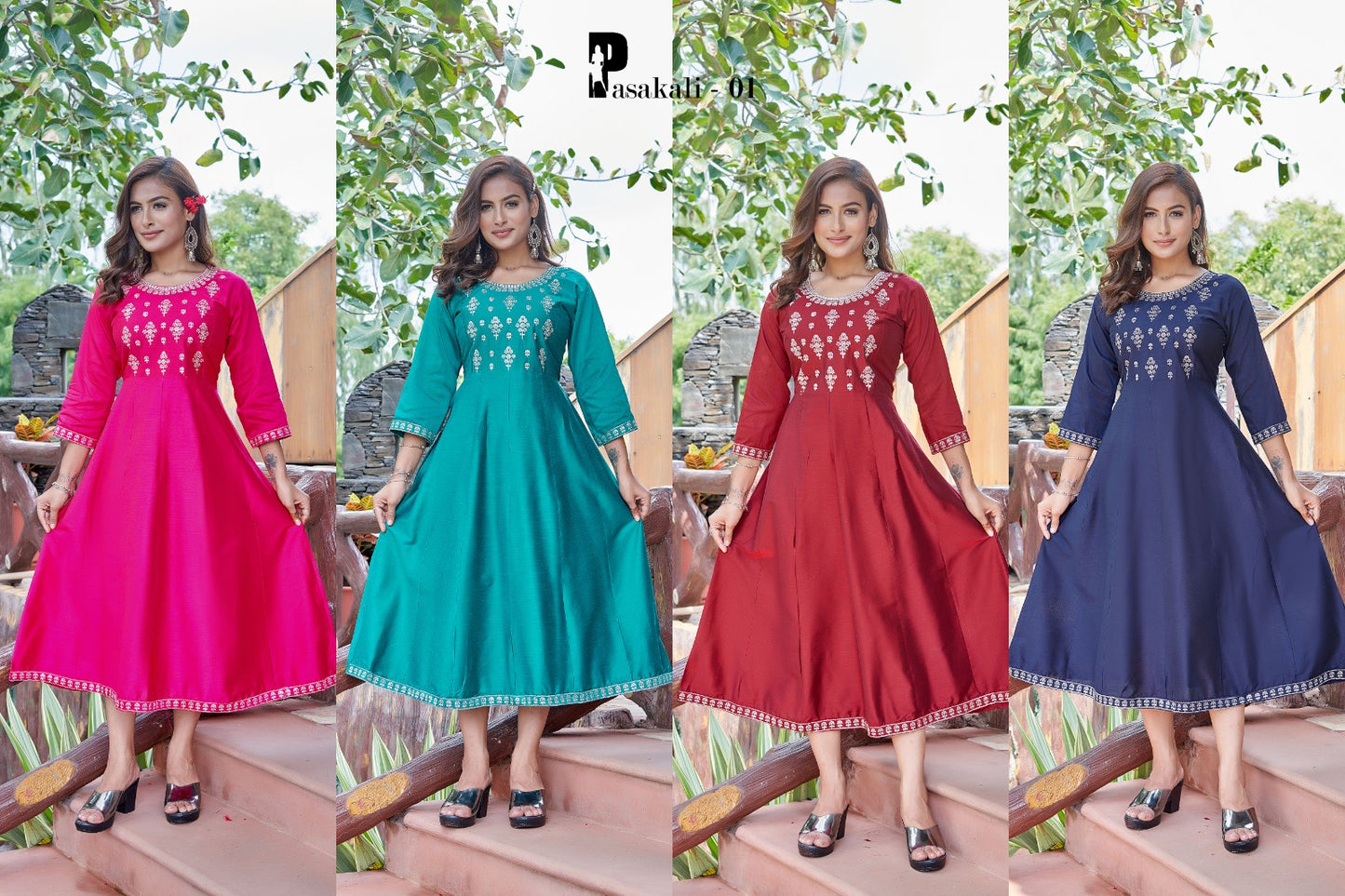 Pasakali Premnath Silk Cotton Anarkali Kurtis