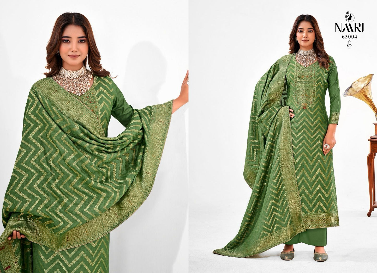 Pastel Naari Dola Jacquard Pant Style Suits