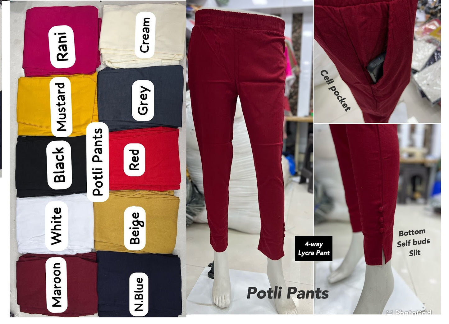 Potli Bluehills Cotton Lycra Women Pants