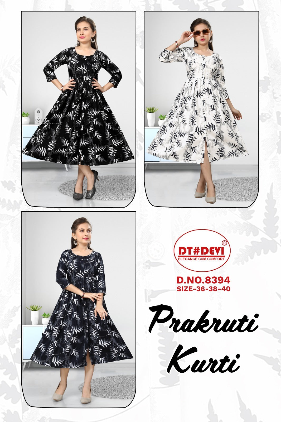 Prakruti-8394 Dt Devi Rayon Girls Anarkali Kurti