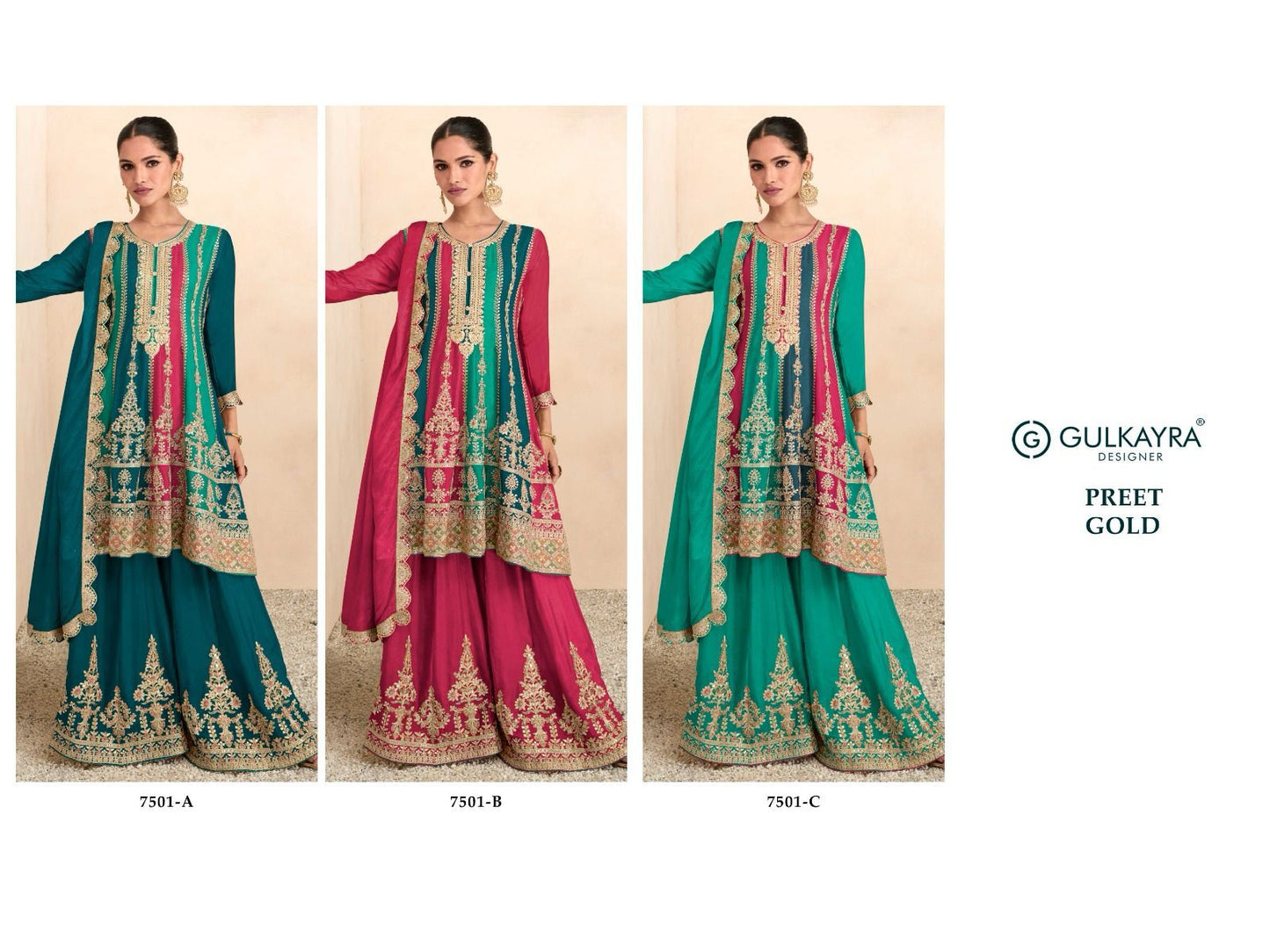Preet Gold Gulkayra Designer Chinon Pakistani Readymade Suits