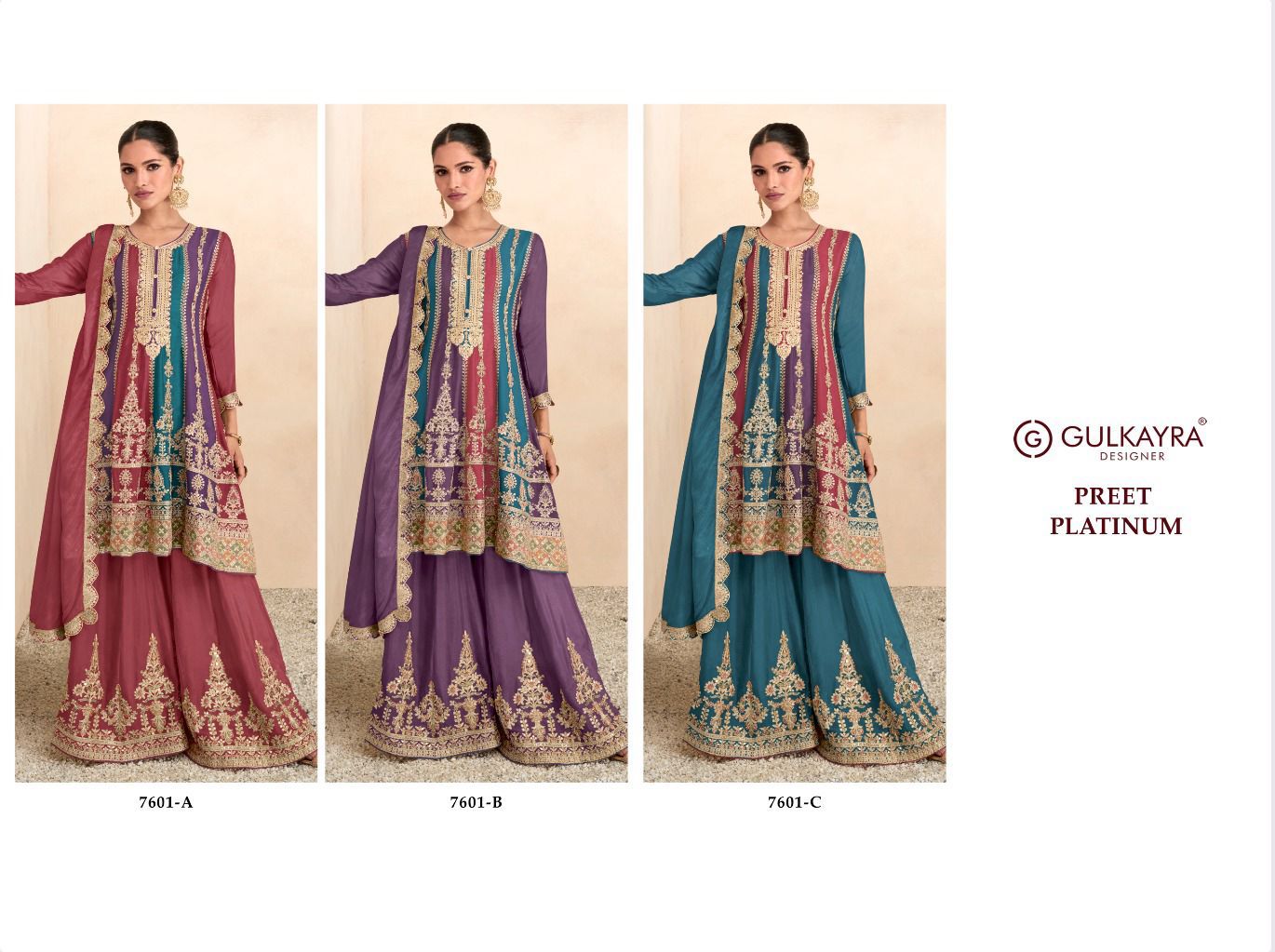 Preet Platinum Gulkayra Designer Chinon Readymade Suits