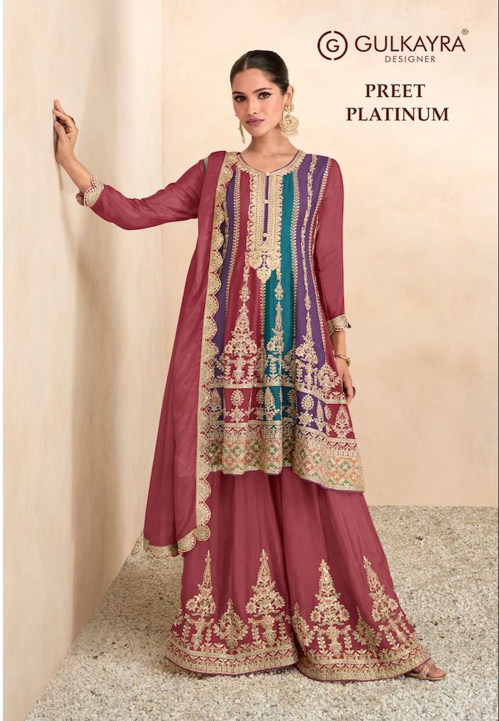 Preet Platinum Gulkayra Designer Chinon Readymade Suits