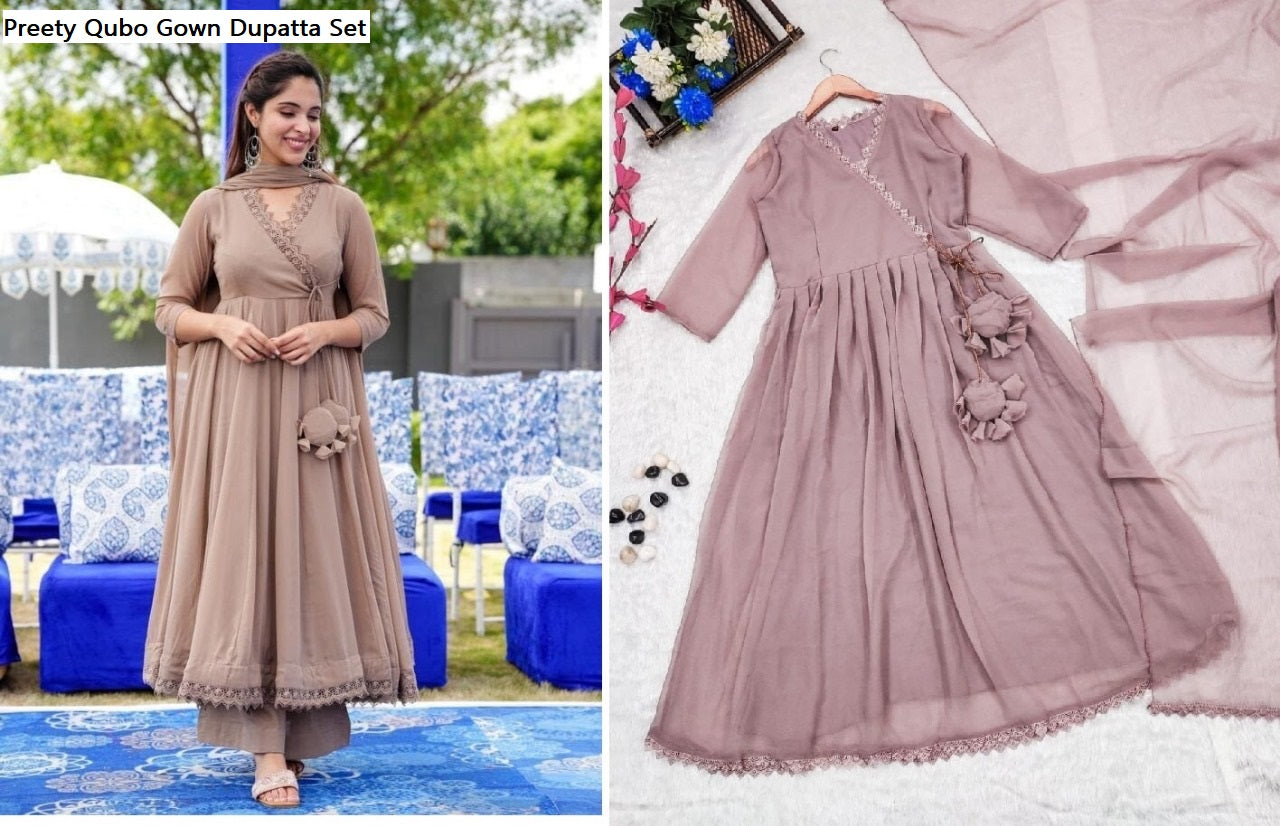 Preety Qubo Georgette Gown Dupatta Set