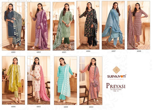 Preyasi Vol 6 Suryajyoti Cotton Pant Style Suits