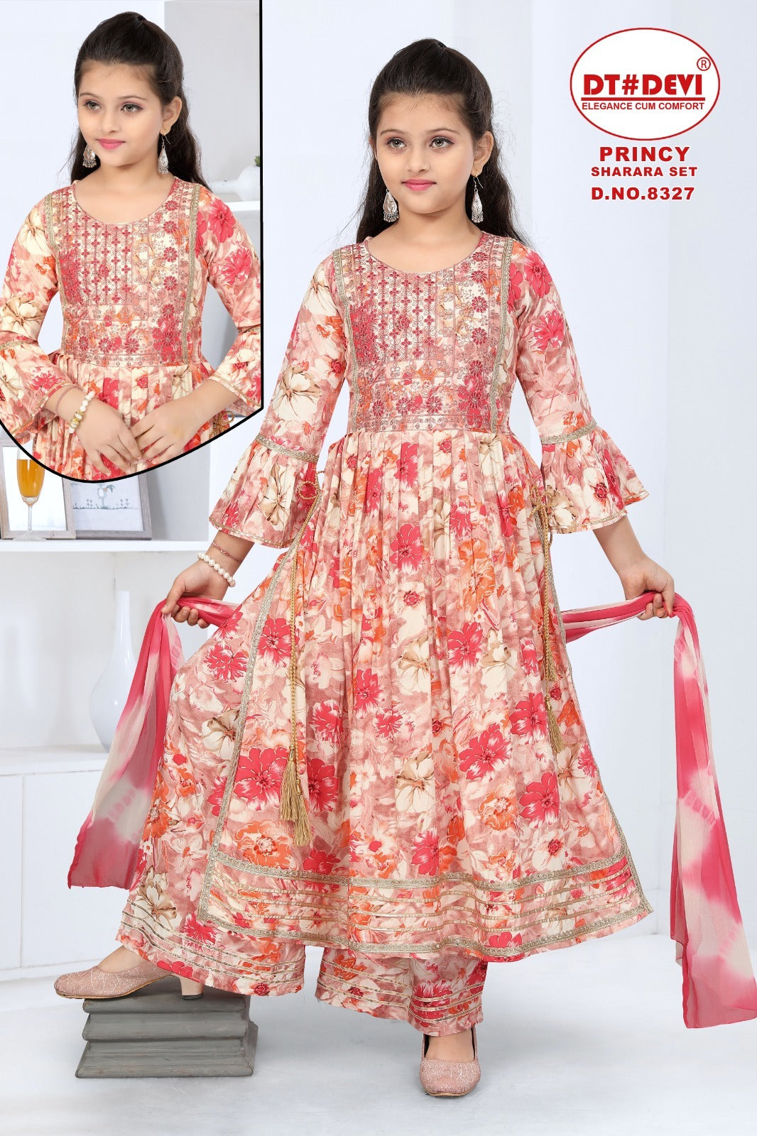 Princy-8327 Dt Devi Rayon Readymade Girls Sharara Suits