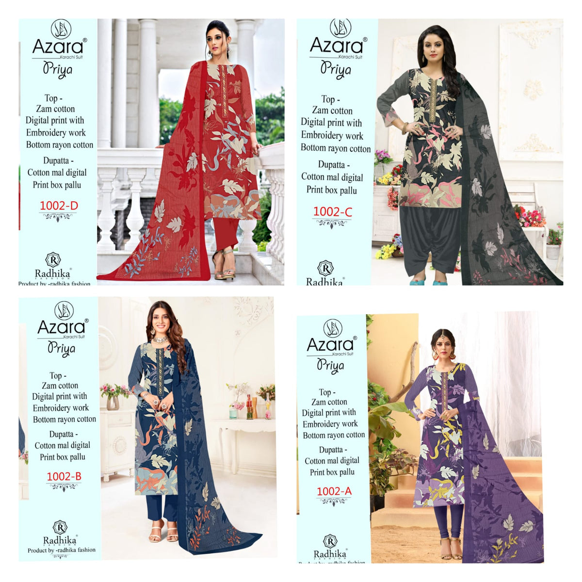 Priya-1002 Azara Cotton Pant Style Suits