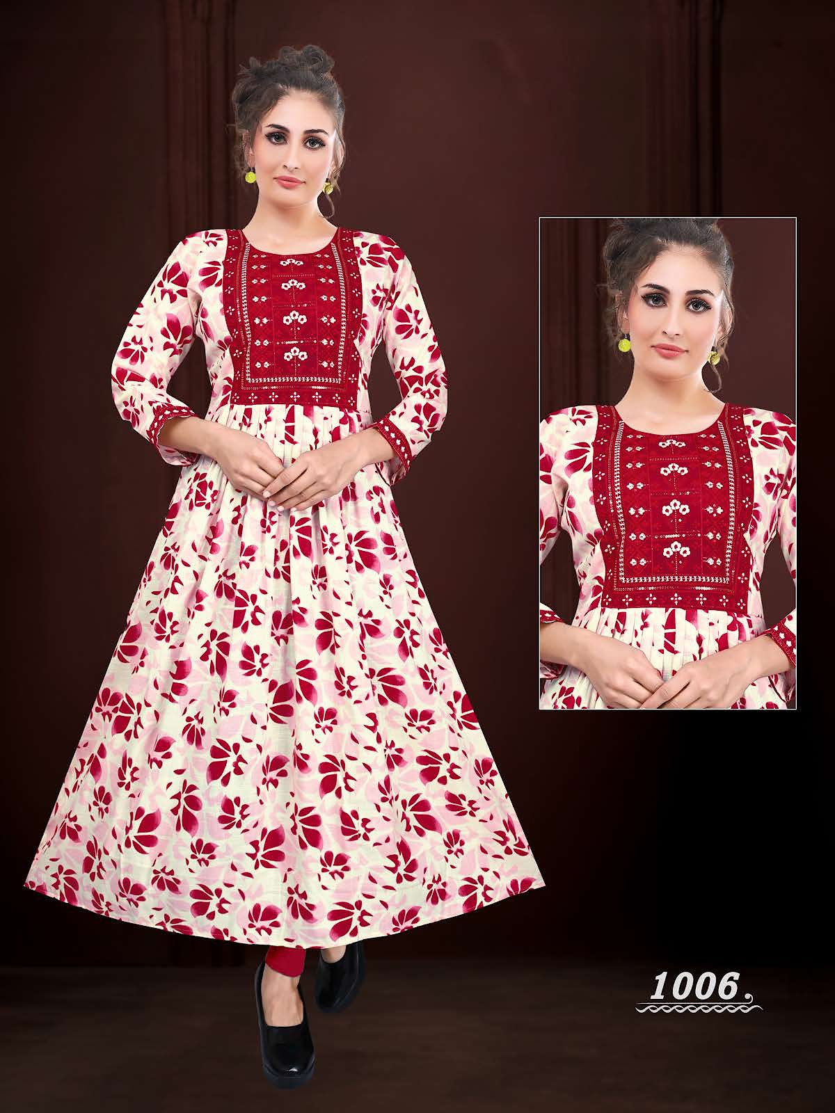 Pushpa Vol 1 Kavinay Two Tone Anarkali Kurtis