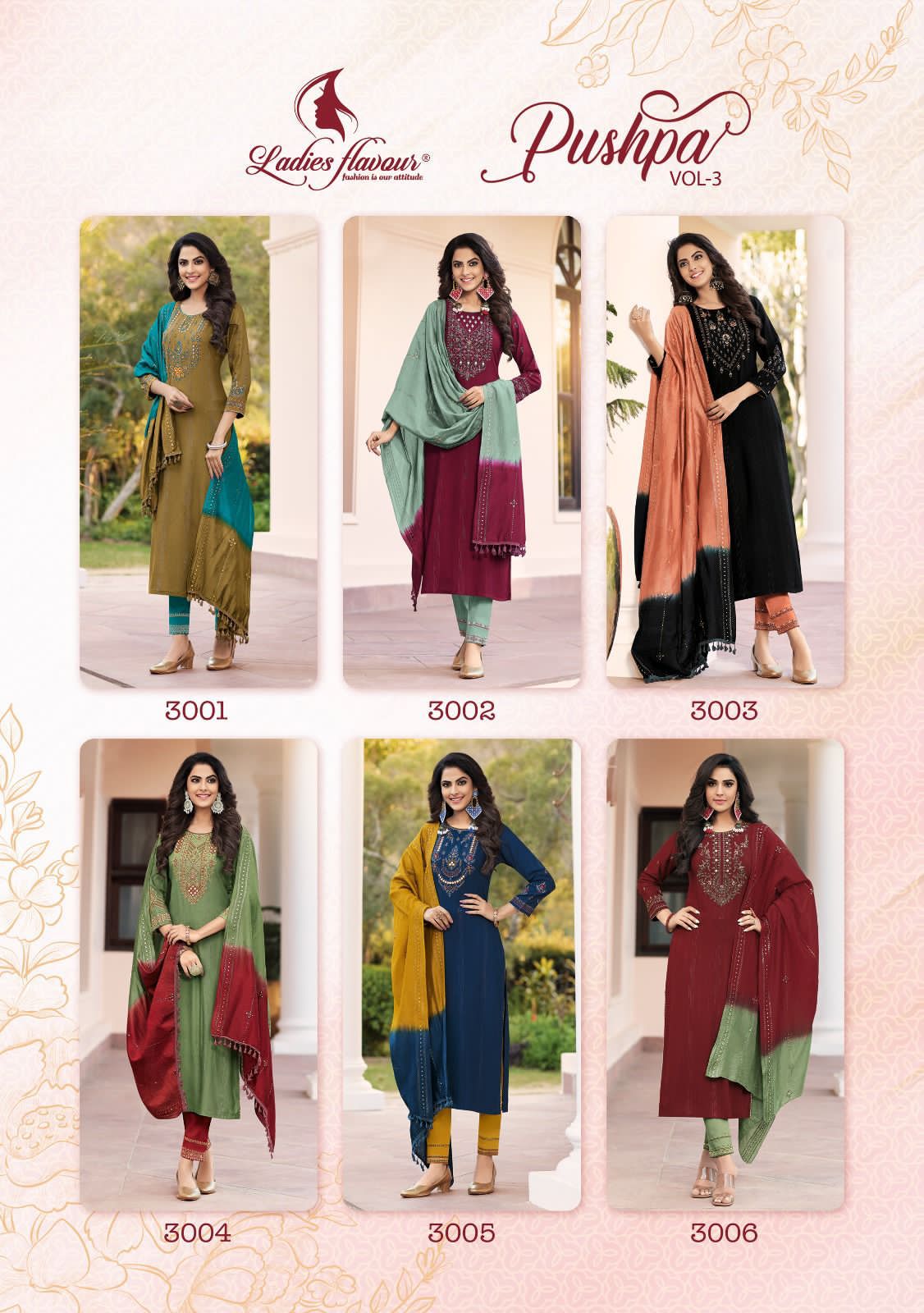 Pushpa Vol 3 Ladies Flavour Rayon Viscose Readymade Pant Style Suits