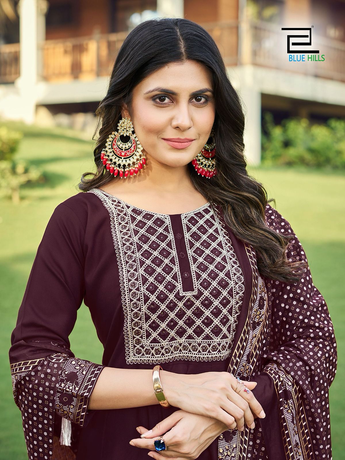 Queen 3.0 Bluehills Rayon 14Kg Readymade Pant Style Suits