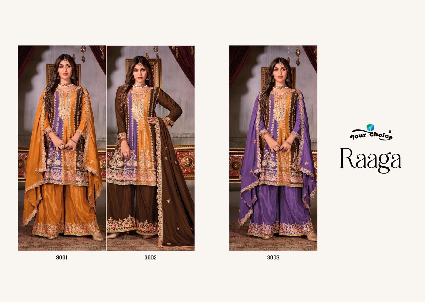 Raaga Your Choice Chinon Silk Readymade Plazzo Style Suits