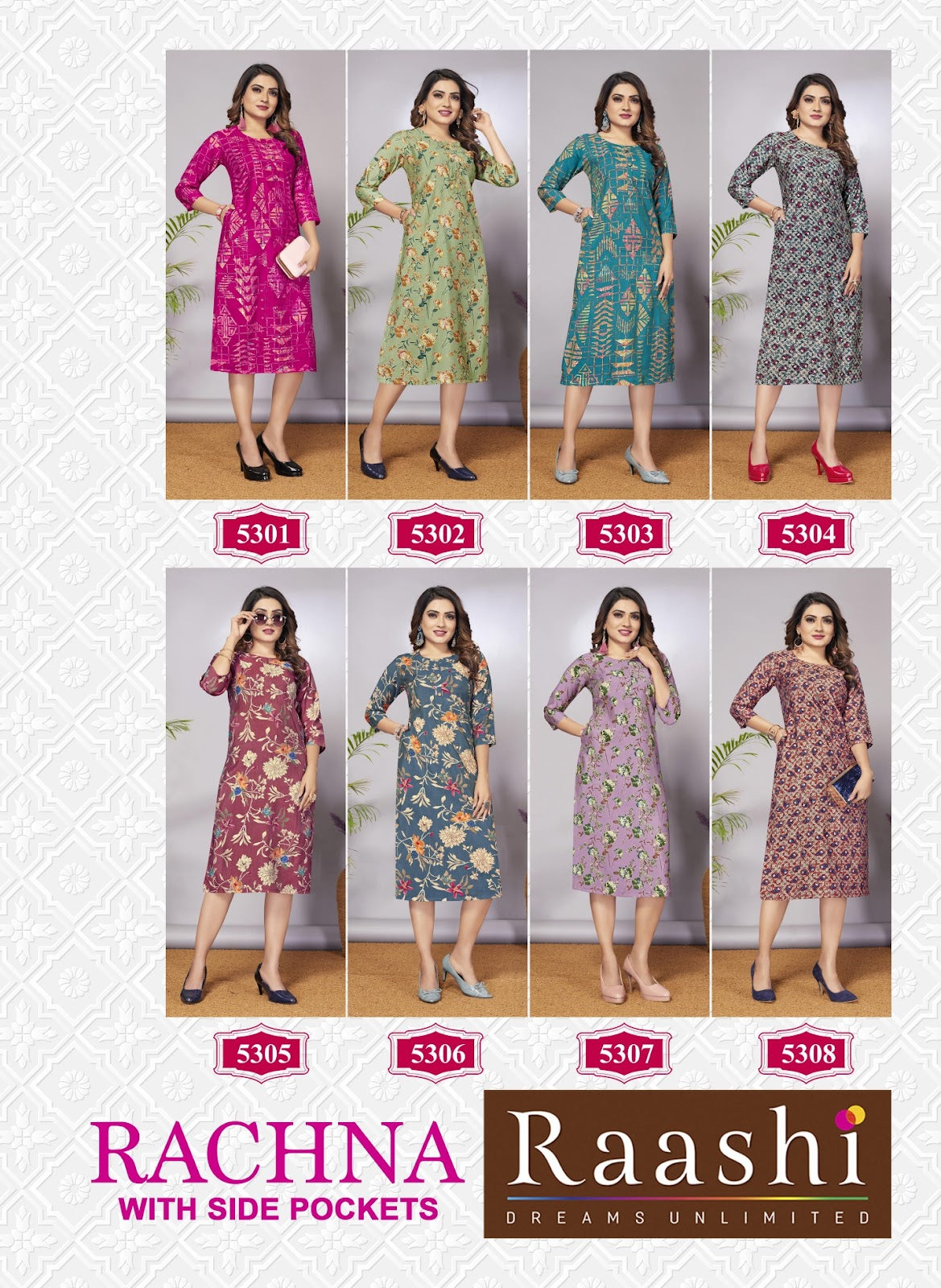 Rachna Raashi Chanderi Straight Cut Kurtis
