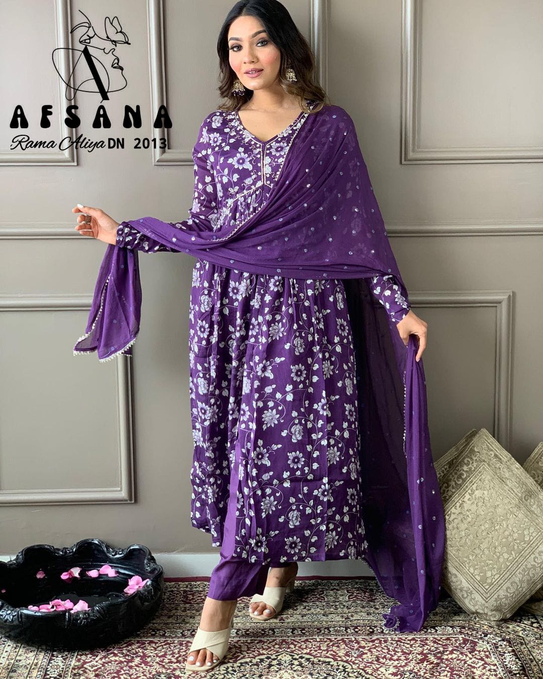 Rama-2013 Afsana Chinon Readymade Pant Style Suits