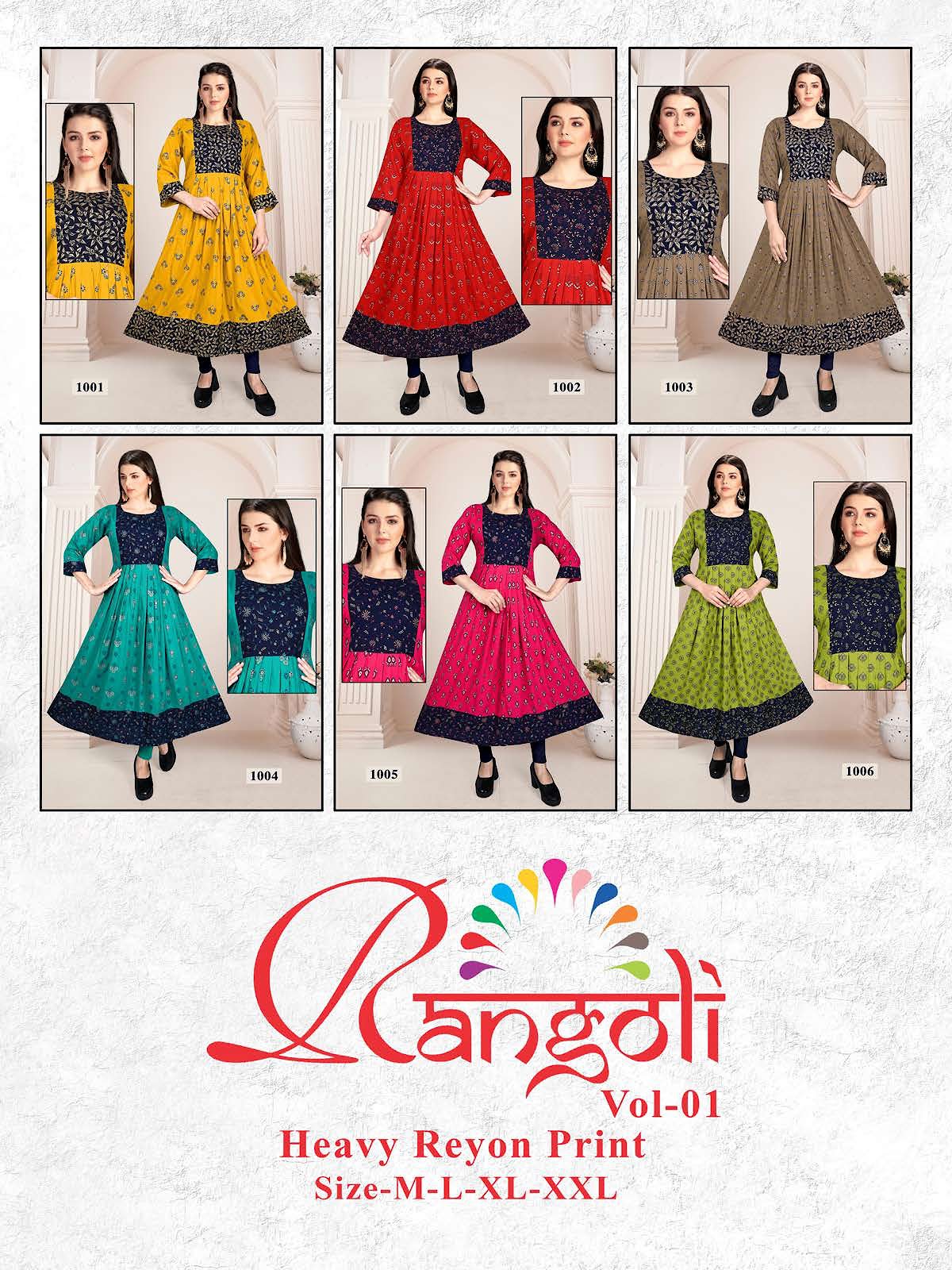 Rangoli Vol 1 Kavinay Rayon Anarkali Kurtis