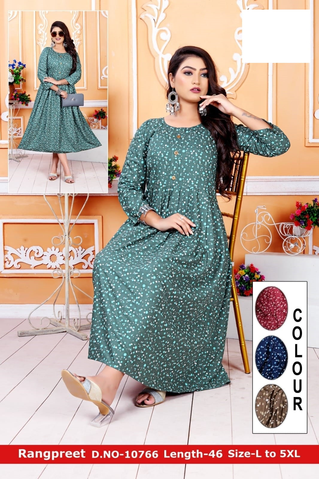 Rangpreet Zoya Rayon Anarkali Kurtis