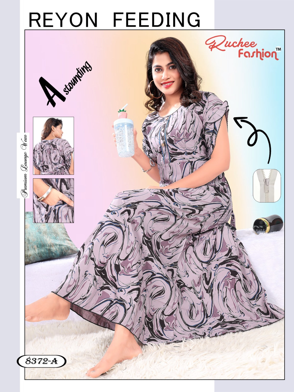 Rayon 281123 Ruchee Fashion Feeding Night Gown