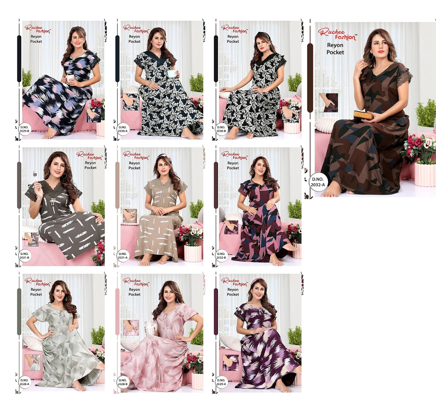 Rayon Pocket 2411 Ruchee Fashion Night Gowns