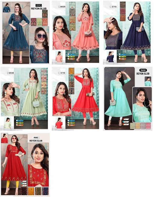 Rayon Slub Mmc Anarkali Kurtis
