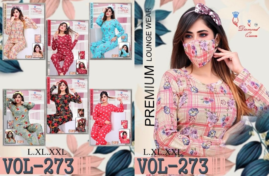 Ready At Store-Vol 273 Diamond Queen Hosiery Cotton Pyjama Night Suits