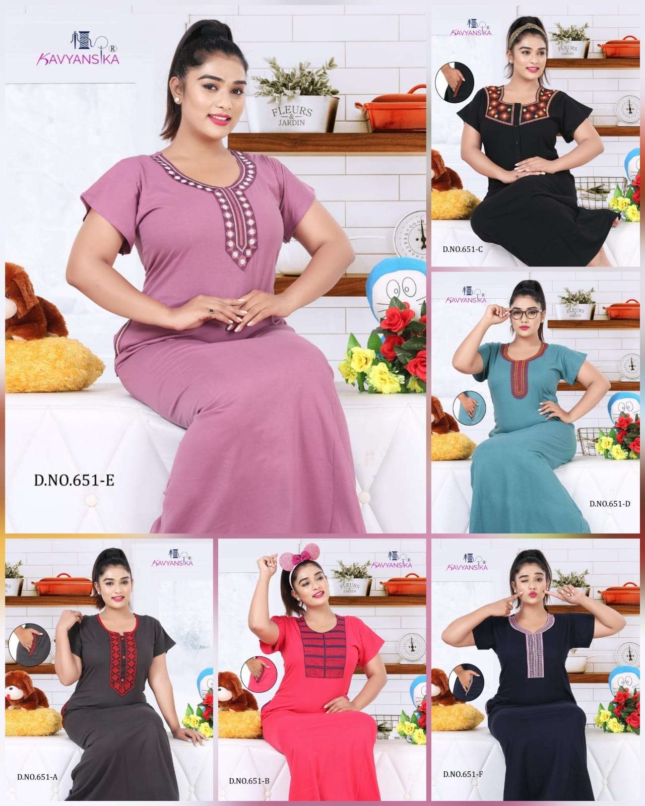 Ready At Store-Vol 651 Kavyansika Hosiery Cotton Night Gowns