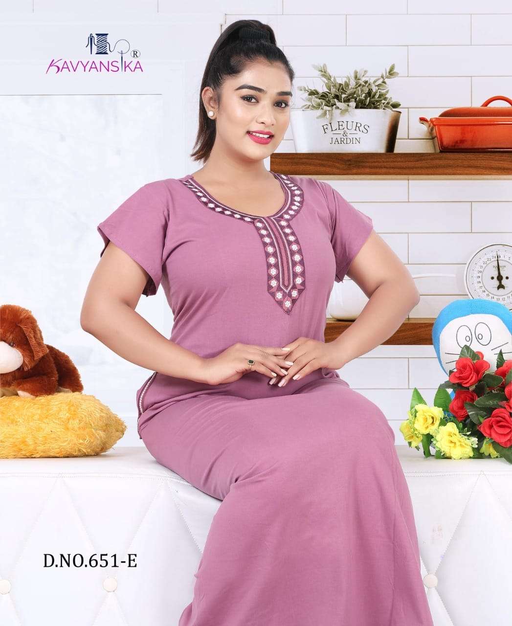 Ready At Store-Vol 651 Kavyansika Hosiery Cotton Night Gowns