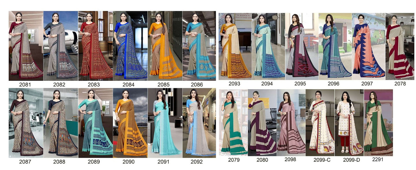 Red Velvet-Vol 47 Bansi Fashion Crape Silk Uniform Sarees