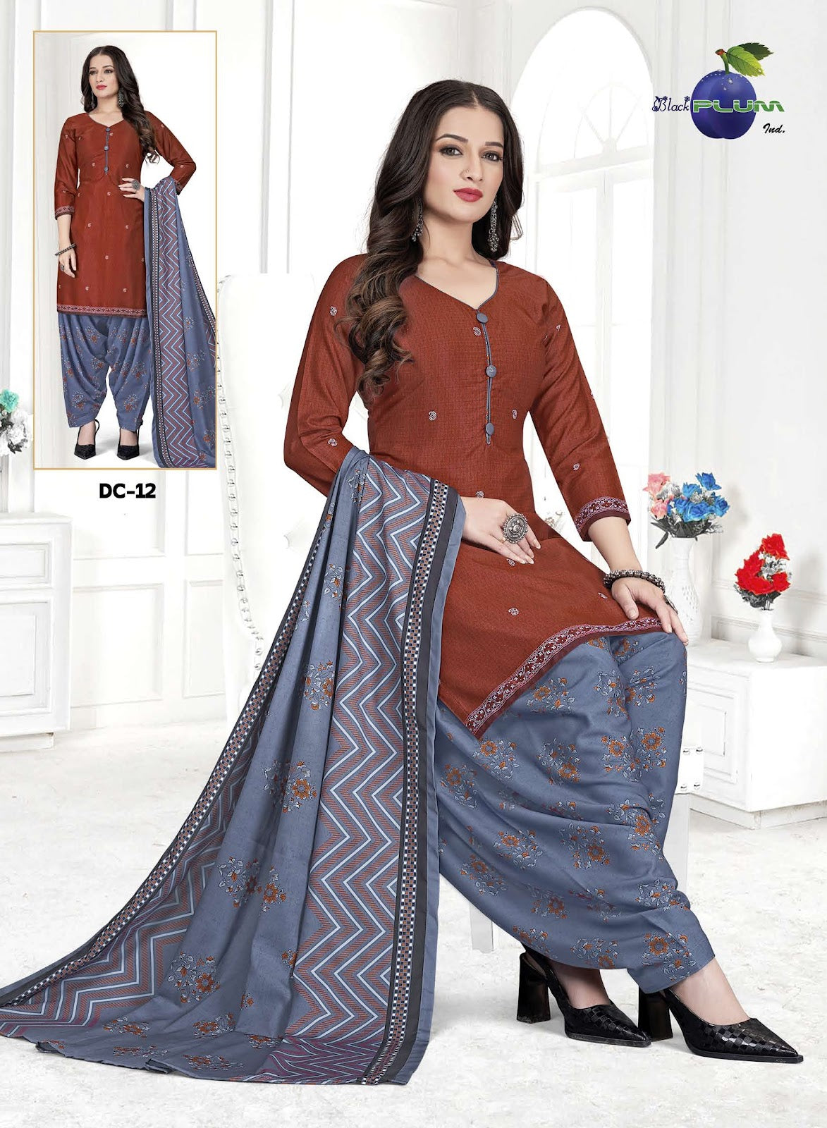 Reeya Vol 1 Black Plum Readymade Cotton Patiyala Suits